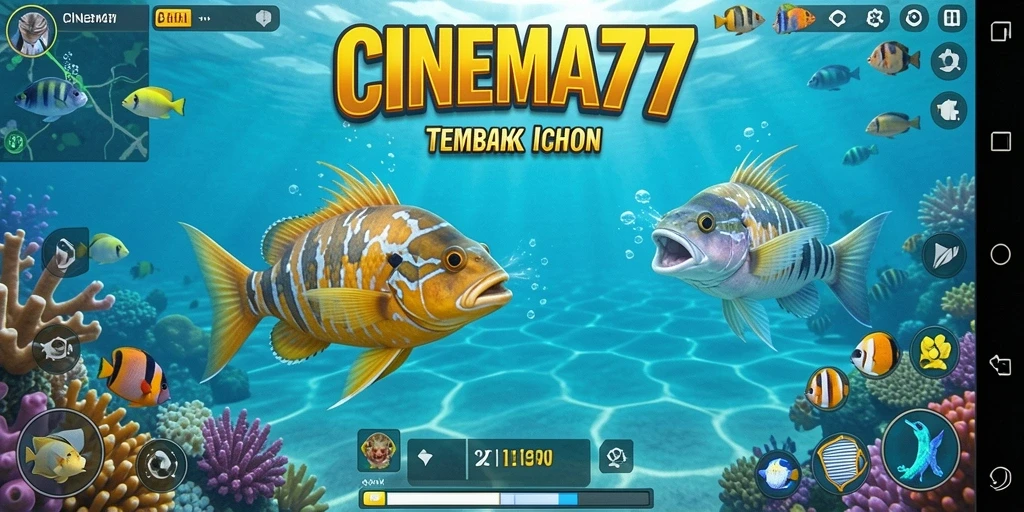 Tampilan gameplay seru di CINEMA77 dengan aksi tembak ikan.
