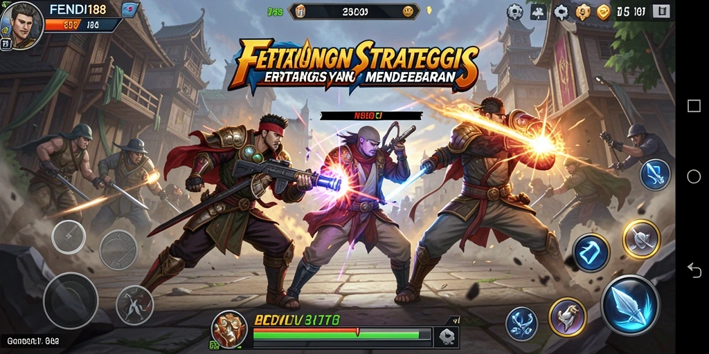 Screenshot gameplay FENDI188 menampilkan pertempuran strategi yang intens.