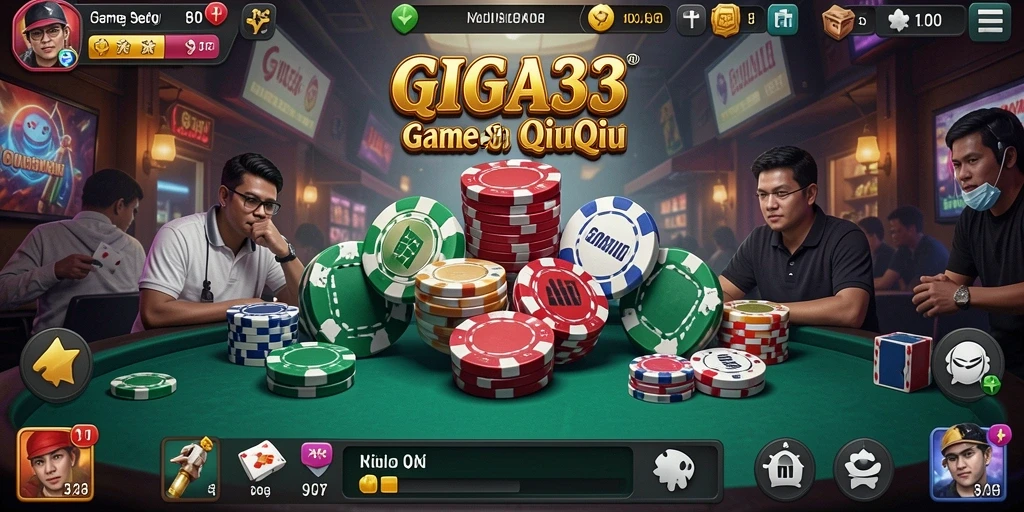 Screenshot gameplay GIGA33 menunjukkan aksi seru dalam permainan QiuQiu.