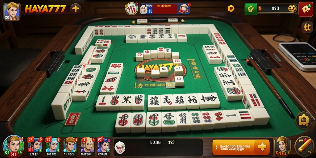 Tampilan gameplay menarik dari HAYA777 dengan ubin Mahjong.