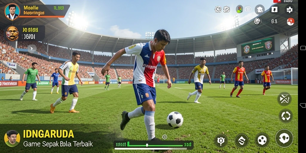 Screenshot IDNGARUDA menunjukkan aksi seru dalam permainan sepak bola.