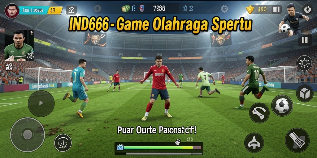 Tampilan dari gameplay IND666 yang menegangkan di lapangan olahraga.