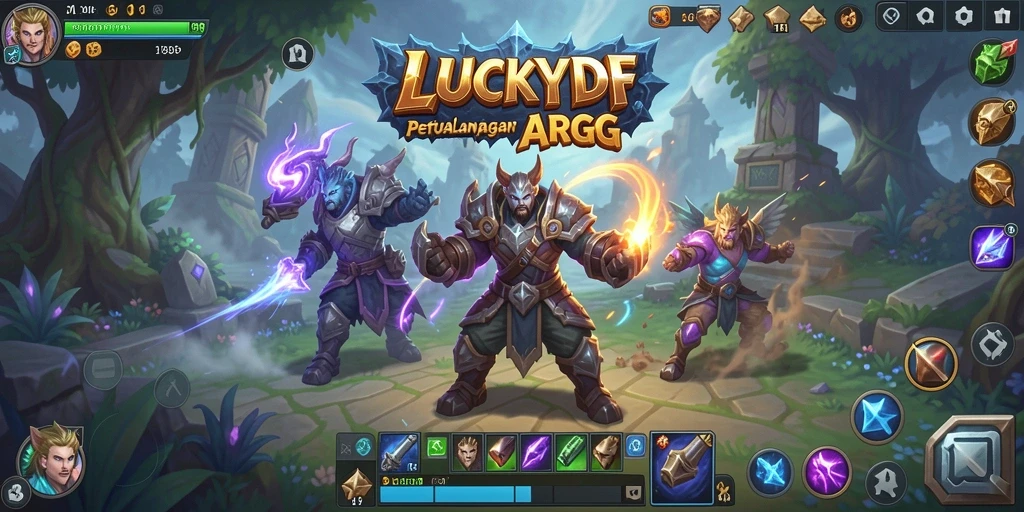 Screenshot gameplay LUCKYDF yang menunjukkan pertarungan seru.