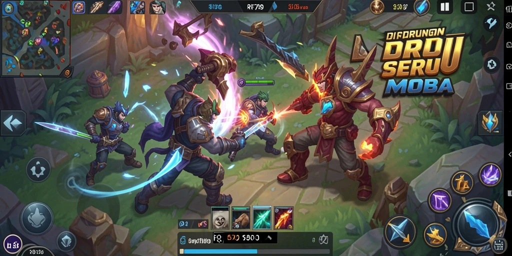 Screenshot gameplay RR789 menampilkan aksi seru dalam pertempuran MOBA.